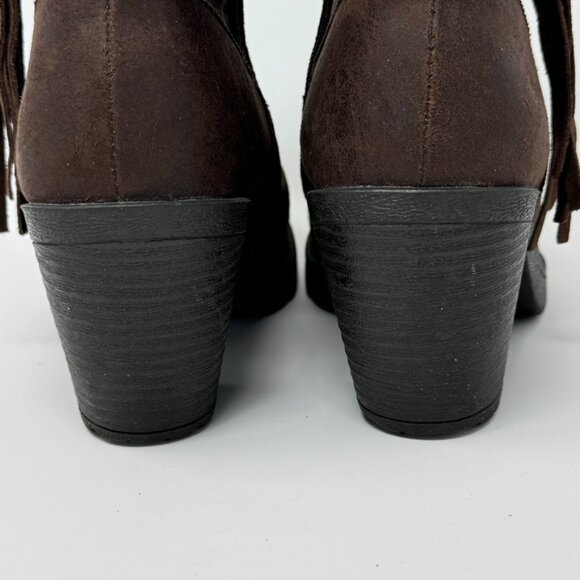 BOC Womens Brown Vegan Leather Tassel Accent Side Zip Heeled Booties Size 8.5 - Picture 6 of 15